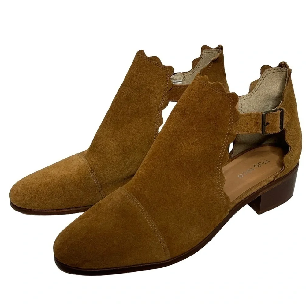 Klub Nico Suede Leather Beau Scalloped Booties